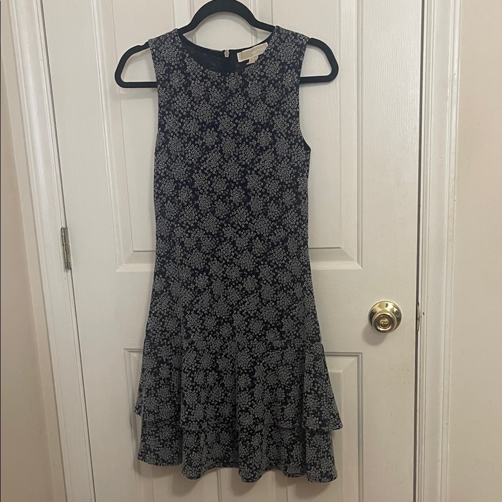 Michael Kors Black and White Patterned Mini Dress